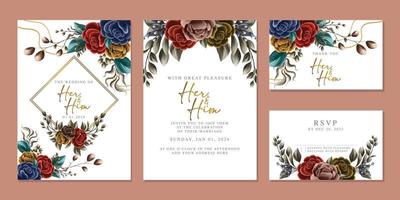 luxe mooi bloemen bruiloft uitnodiging kaart achtergrond sjabloon vector