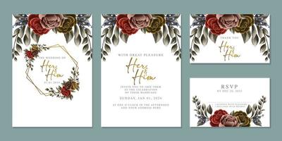 luxe mooi bloemen bruiloft uitnodiging kaart achtergrond sjabloon vector