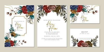 luxe mooi bloemen bruiloft uitnodiging kaart achtergrond sjabloon vector