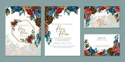 luxe mooi bloemen bruiloft uitnodiging kaart achtergrond sjabloon vector