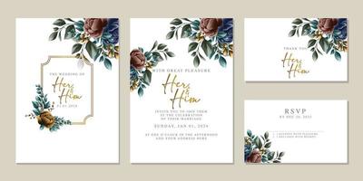 luxe mooi bloemen bruiloft uitnodiging kaart achtergrond sjabloon vector