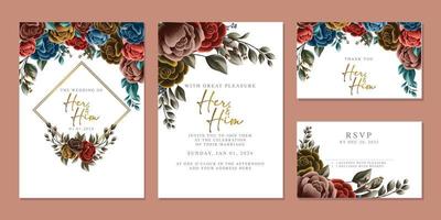 luxe mooi bloemen bruiloft uitnodiging kaart achtergrond sjabloon vector