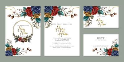 luxe mooi bloemen bruiloft uitnodiging kaart achtergrond sjabloon vector