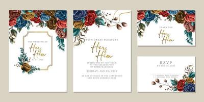 luxe mooi bloemen bruiloft uitnodiging kaart achtergrond sjabloon vector