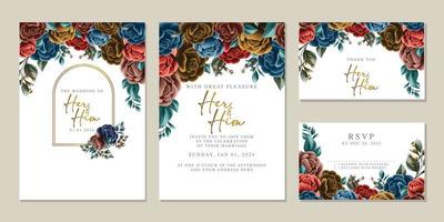 luxe mooi bloemen bruiloft uitnodiging kaart achtergrond sjabloon vector