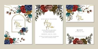 luxe mooi bloemen bruiloft uitnodiging kaart achtergrond sjabloon vector