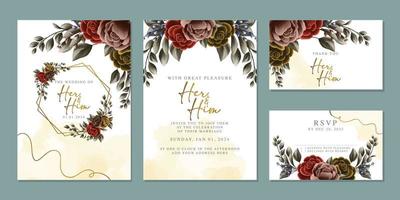 luxe mooi bloemen bruiloft uitnodiging kaart achtergrond sjabloon vector