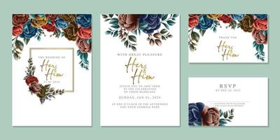 luxe mooi bloemen bruiloft uitnodiging kaart achtergrond sjabloon vector