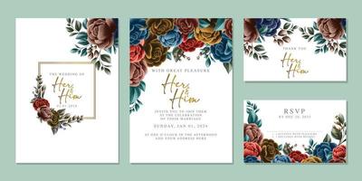 luxe mooi bloemen bruiloft uitnodiging kaart achtergrond sjabloon vector