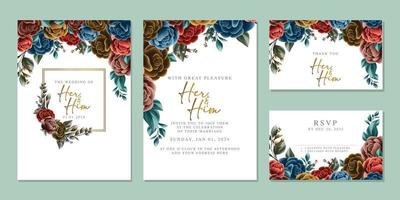 luxe mooi bloemen bruiloft uitnodiging kaart achtergrond sjabloon vector