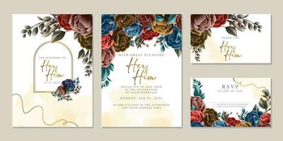 luxe mooi bloemen bruiloft uitnodiging kaart achtergrond sjabloon vector