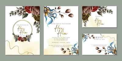 luxe mooi bloemen bruiloft uitnodiging kaart achtergrond sjabloon vector