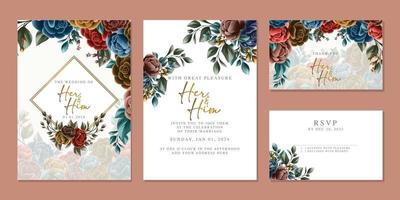 luxe mooi bloemen bruiloft uitnodiging kaart achtergrond sjabloon vector