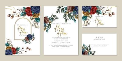 luxe mooi bloemen bruiloft uitnodiging kaart achtergrond sjabloon vector