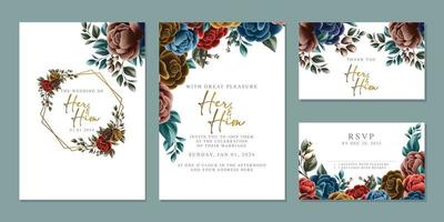 luxe mooi bloemen bruiloft uitnodiging kaart achtergrond sjabloon vector