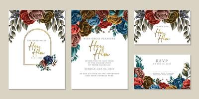 luxe mooi bloemen bruiloft uitnodiging kaart achtergrond sjabloon vector