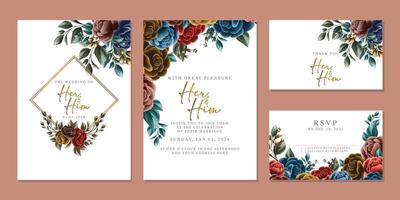 luxe mooi bloemen bruiloft uitnodiging kaart achtergrond sjabloon vector