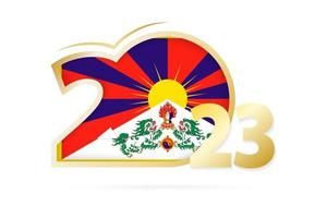 jaar 2023 met Tibet vlag patroon. vector