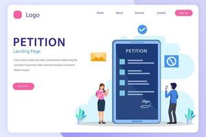 petitie formulier concept. mensen die een petitie of klacht ondertekenen en verspreiden. platte vector