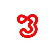 aantal drie oneindigheid teken. cyclisch 3 rood brief. modern natuurlijk eindeloos lus. futuristische logo zakelijke ontwerp. vector