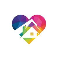 zoet huis logo ontwerp. huis en hart of liefde symbool. familie, echt landgoed en onroerend goed vector icoon.