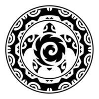 zeeschildpad ronde cirkel ornament maori stijl. tatoeage schets vector