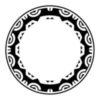 ronde Maori meetkundig ronde grens kader ontwerp. zwart en wit vector