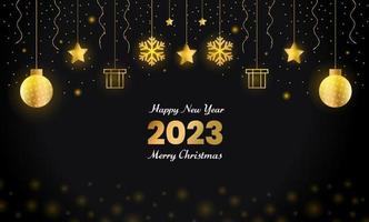 gelukkig nieuw jaar 2023 en vrolijk Kerstmis achtergrond sjabloon. vector