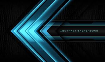 abstract blauw pijl zwart cyber meetkundig lijn banier Aan zwart zeshoek maas patroon ontwerp ultramodern luxe futuristische technologie achtergrond vector