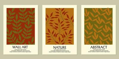 reeks van muur kunst ontwerpen met botanisch patronen.ontwerp voor afdrukken, omslag, behang, minimaal en natuurlijk muur kunst, muur decoratie, huis interieur decoratie vector