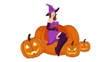 gelukkig halloween, heks karakter vector illustratie Aan wit achtergrond.
