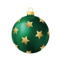 groen Kerstmis boom speelgoed- met gouden sterren realistisch kleur illustratie vector