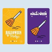 gelukkig halloween uitnodiging ontwerp met bezem vector