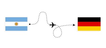 vlucht en reis van argentinië naar duitsland per reisconcept voor passagiersvliegtuigen vector