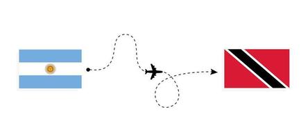 vlucht en reizen van Argentinië naar Trinidad en Tobago door passagier vliegtuig reizen concept vector