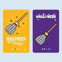 gelukkig halloween uitnodiging ontwerp met bezem vector