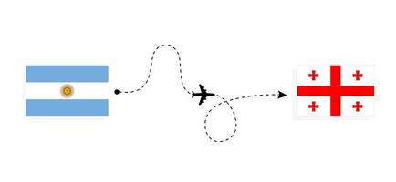 vlucht en reis van Argentinië naar Georgië per reisconcept voor passagiersvliegtuigen vector