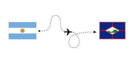 vlucht en reizen van Argentinië naar sint eustatius door passagier vliegtuig reizen concept vector