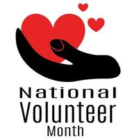 nationaal vrijwilliger maand, idee voor een poster, banier, folder of ansichtkaart vector