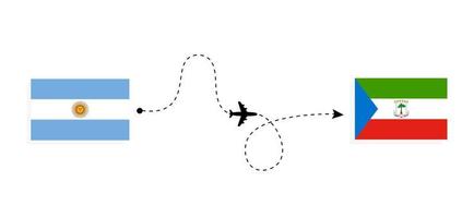 vlucht en reis van argentinië naar equatoriaal-guinea per passagiersvliegtuig reisconcept vector