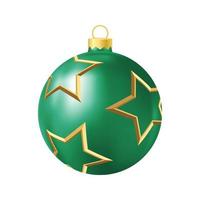 groen Kerstmis boom speelgoed- met gouden sterren realistisch kleur illustratie vector