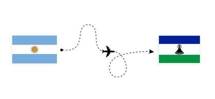 vlucht en reizen van Argentinië naar Lesotho door passagier vliegtuig reizen concept vector