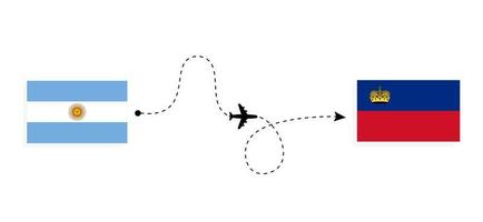 vlucht en reizen van Argentinië naar Liechtenstein door passagier vliegtuig reizen concept vector