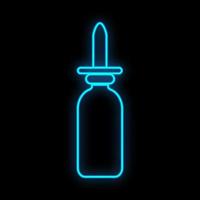 helder lichtgevend blauw medisch digitaal neon teken voor een apotheek of ziekenhuis op te slaan mooi glimmend met druppels en sprays Aan een zwart achtergrond. vector illustratie