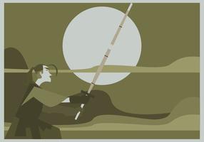 Een Man Practices Kendo Vector