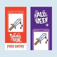 gelukkig halloween uitnodiging ontwerp met mes vector