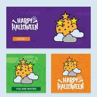 gelukkig halloween uitnodiging ontwerp met maan vector