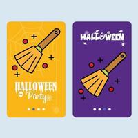 gelukkig halloween uitnodiging ontwerp met bezem vector