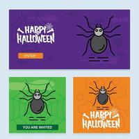 gelukkig halloween uitnodiging ontwerp met spin vector