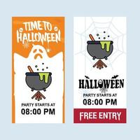 gelukkig halloween uitnodiging ontwerp met pot vector